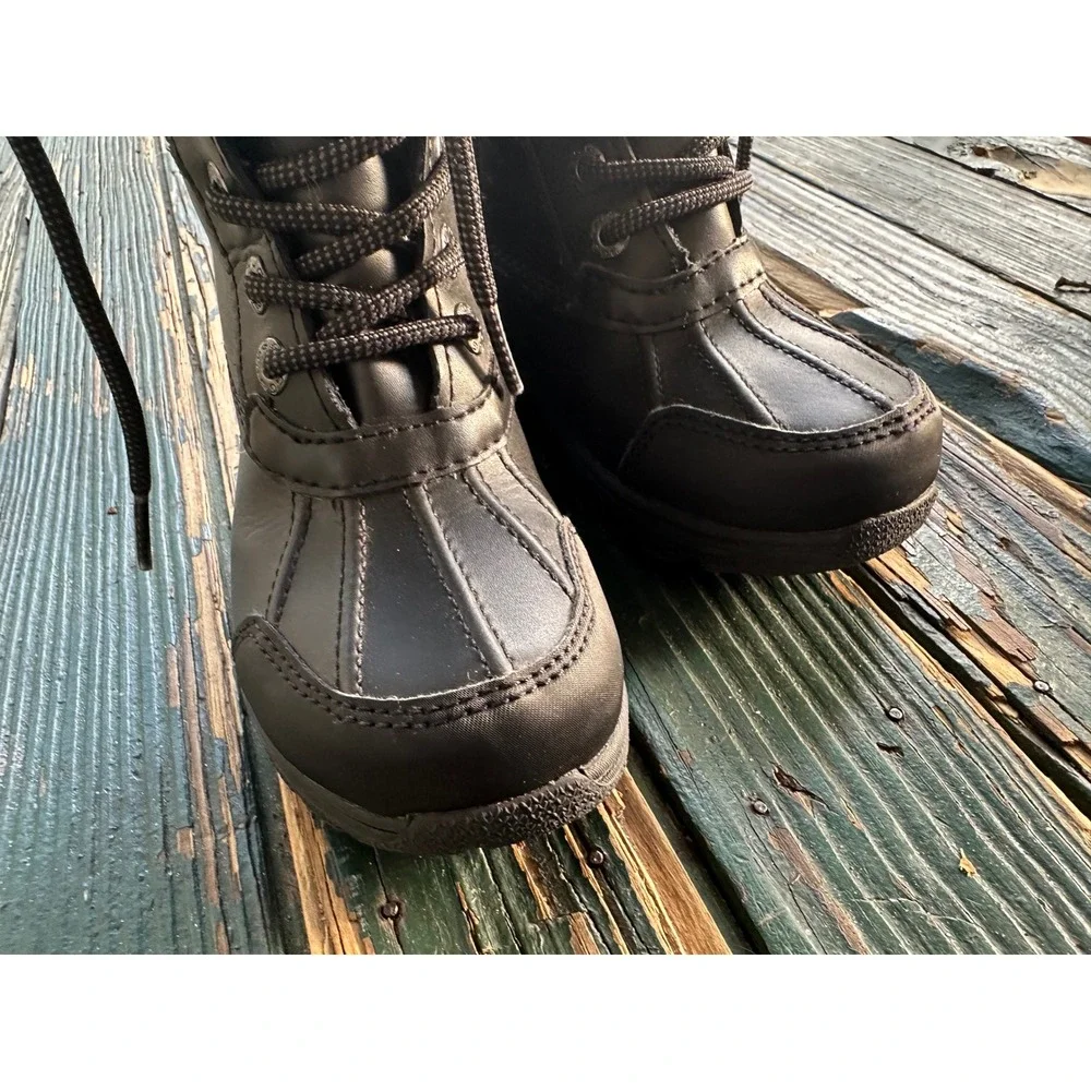 UGG Butte II‎ CWR Kids Black Leather Waterproof Winter Boots Size 11 1019066K